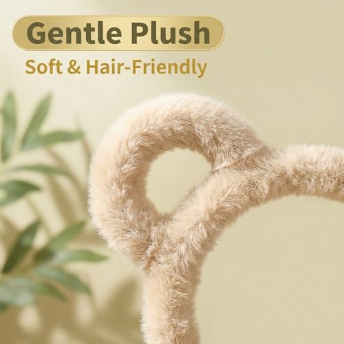 Furry Plush Bear Ears Headband 2pcs - Cozy Skincare & Makeup Hair Band