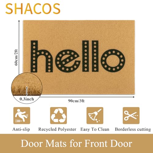 Hello 2x3ft Artificial Coir Door Mat - Durable Non-Slip Welcome Mat
