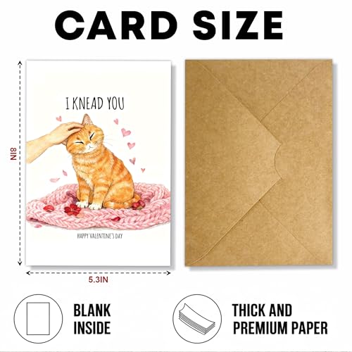 I Knead You Cat Valentine Card - Cute Orange Tabby Pun Greeting