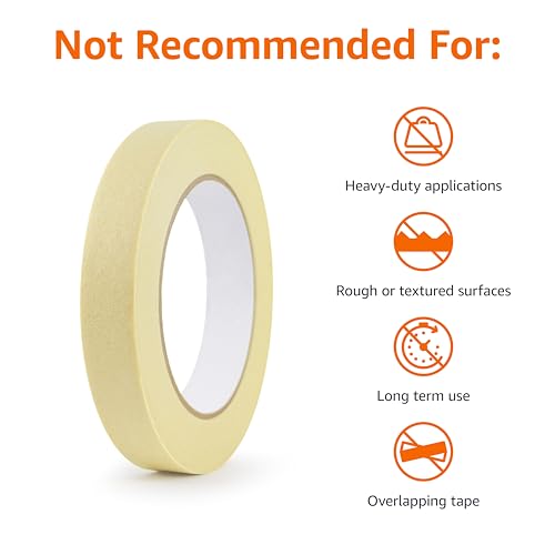 Amazon Basics Low Tack Masking Tape, 0.7 Inch x 180 Feet, 3-Pack