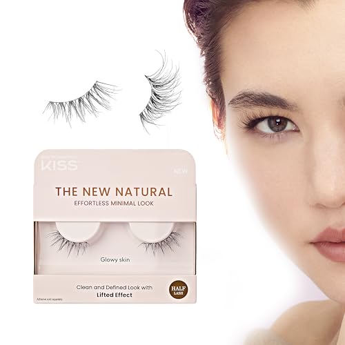 KISS The New Natural False Eyelashes Glowy Skin 12mm Natural Volume Reusable