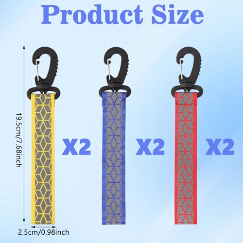 6Pcs Reflective Backpack Tags Reflective Keychain Backpack Reflector Straps reflective backpack pendants Reflective Gear for Backpack Clothes Wheelchair Cycling Walking Running