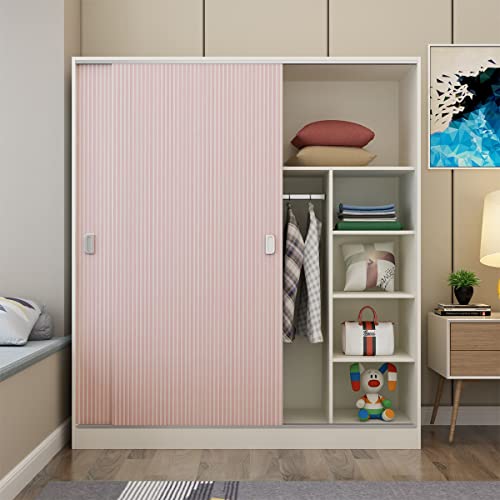 Pink and White Stripe Self-Adhesive Wallpaper Contact Paper 17.7" x 117"