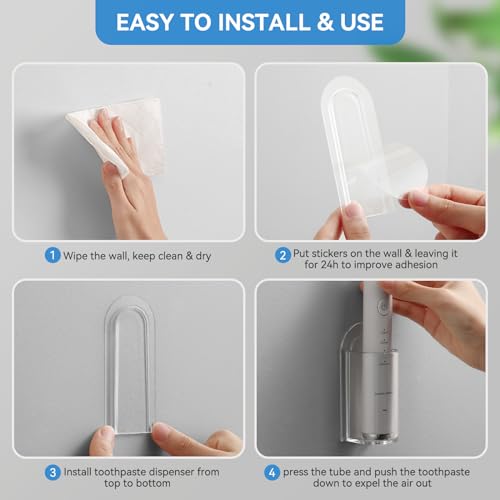 MOPMS Wall-Mounted Electric Toothbrush Holder - Clear, 2-Pack
