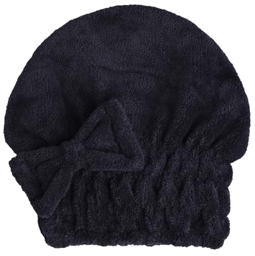 HOPESHINE Microfiber Hair Towel Cap - Super Absorbent, Black