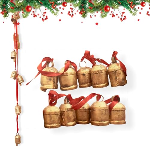 Rustic Cow Bell Set - Handmade Shabby Chic Hanging Bells for Crafts & Decor
