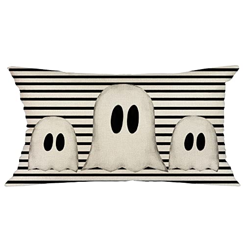 GEEORY Halloween Ghost Lumbar Pillow Cover - 12x20 Inch Decorative Cushion for Fall