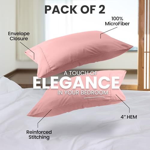 Utopia Bedding King Size Pillowcases - Set of 2, Pink Microfiber