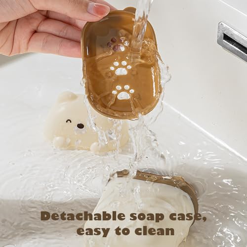 3 Pack Cute Bear Travel Soap Case, Leakproof Portable Bar Soap Holder