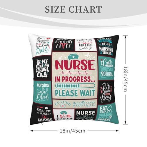 Nursing Student Throw Pillow Cover 18x18 Inches - Graduation Gift for Women, Future Nurse Gift, Nurse Graduation 2026, IYUBOFU