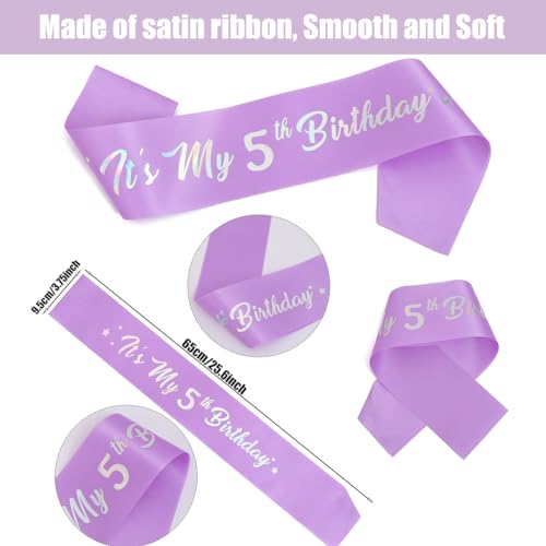 Rose Gold 5th Birthday Tiara and Sash Set for Girls