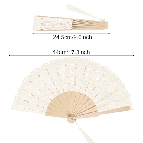 Yellow Lace Handheld Fan - Bamboo Folding Fan for Weddings & Parties