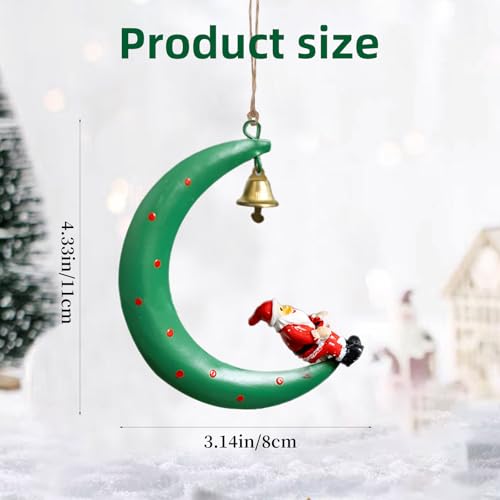 Santa Moon Shape Christmas Pendant Ornament - Festive Decor