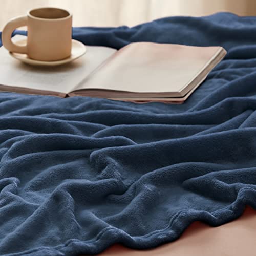 Bedsure Queen Fleece Blanket, Soft Plush Microfiber Bed Blanket - Dark Blue