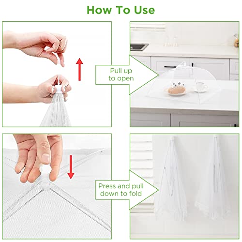 HBlife 7 Pack Mesh Food Covers Set - Jumbo 40x24in & Large 17x17in, White for Outdoor & Indoor Use