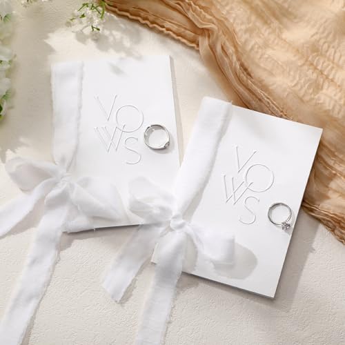 Honoson White Embossed Wedding Vow Book with Elegant Lettering - Keepsake