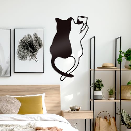Black Metal Cat Wall Art - Cute Kittens Home Decor