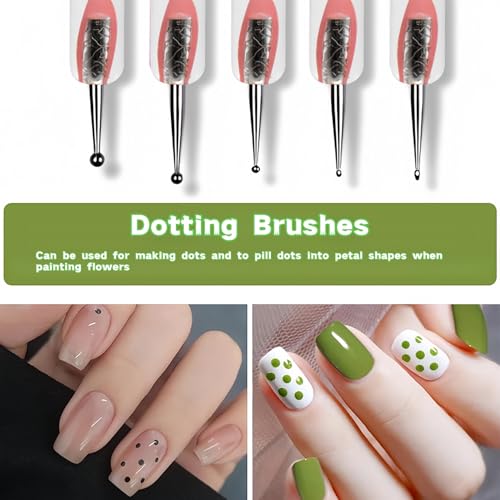 Dual-Ended Nail Art Dotting Tools & Silicone Sculpting Pens Set 5PCS
