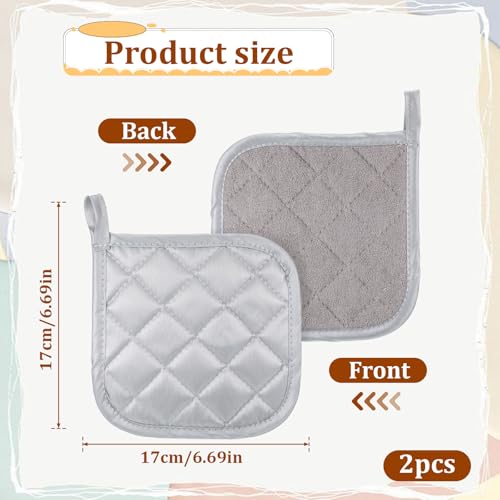 2-Pack White Cotton Pot Holders - Heat Resistant Pads 17cm