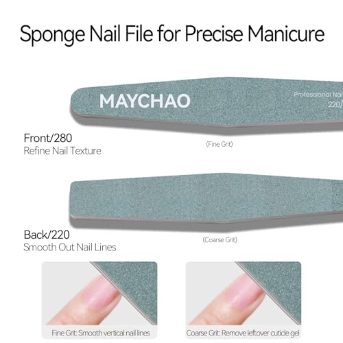 MAYCHAO 7-Piece Nail File and Buffer Set - Professional Emery Boards and Shine Kit for Natural, Acrylic, and Gel Nails