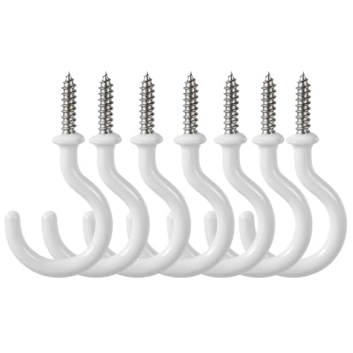 20-Pack 1-1/4 Inch White Ceiling Hooks for Heavy Objects