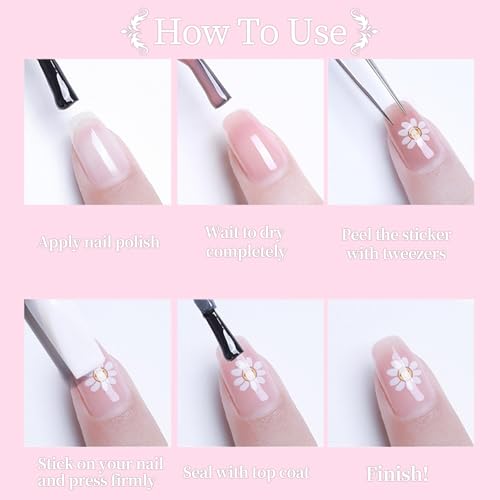 Hanhee 5D Embossed Halloween & Floral Nail Art Stickers Self-Adhesive Decals