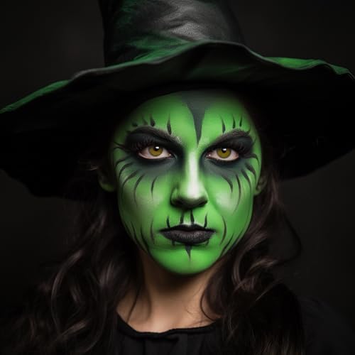 BOBISUKA Green Witch Face Paint Kit with Fake Nose and Black Crayon
