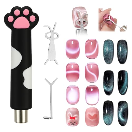 Cat Eye Gel Nail Magnet Stick - Cute Paw Tool with Heart & Bunny Tips