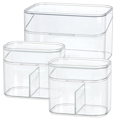 Clear Bathroom Organizer Set - 3-Piece Vanity Storage Containers