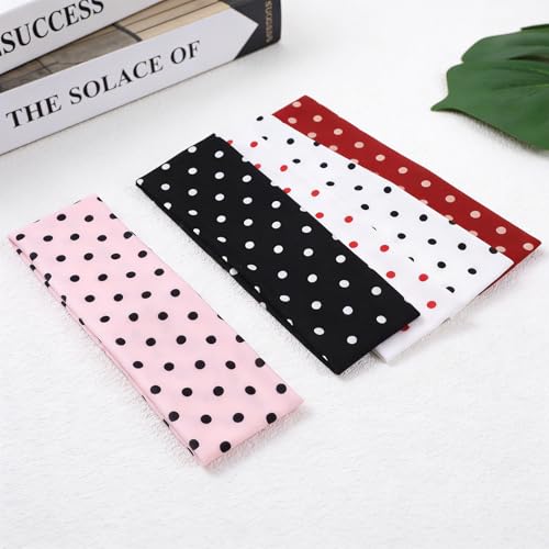 RAHHLIZS 5-Piece Polka Dot Headbands for Women Non-Slip Elastic Hair Bands