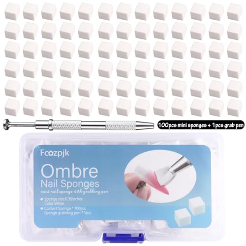 Ombre Nail Art Sponge Set with Grabbing Pen - 100 Mini Sponges