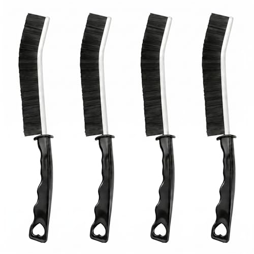4-Piece Hard Bristle Crevice Cleaning Brush Set for Tight Spaces