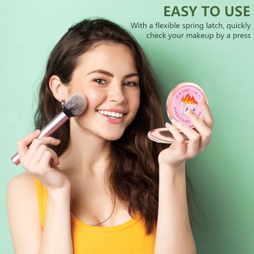 Nipichsha Compact Pocket Travel Makeup Mirror - 2X/1X Rose Gold