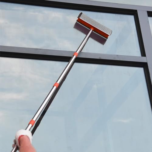 Bunliuys 2-in-1 Window Squeegee with 58'' Extension Pole - Red