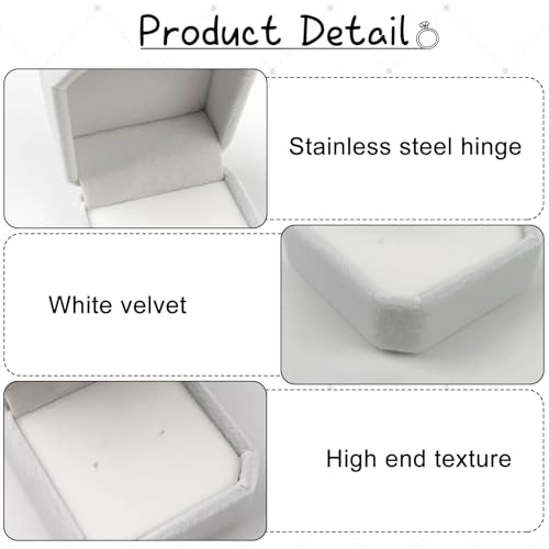 ZUFECY Velvet Ring Box for Engagement & Wedding Proposal, 2.17x1.97in, White Jewelry Case, Pocket-Sized, Elegant Gift