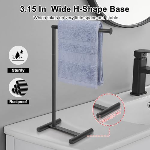 Livabber L-Shape Hand Towel Holder Stand - Modern Metal Rack for Bathroom & Kitchen (Black)
