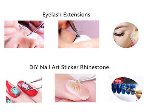 Aoshang Stainless Steel Eyelash Extension Tweezers - Straight and Curved 2-Piece Set