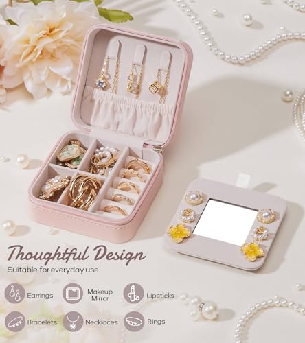Personalized Pink Travel Jewelry Box with Initial Zipper for Girls - Enthralite