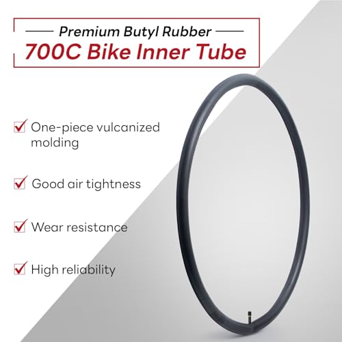 700x35C/36C/38C/40C/42C/43C AV32mm Bike Tube, 700C Replacement Bicycle Inner Tube (Single) Reliable 700 x 35C-43C Bike Inner Tube Schrader Valve for City/Road/Gravel Cycling Scenarios