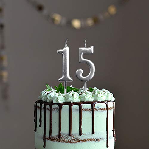 Silver Number 1 Birthday Candle Topper - Glitter Party Decoration