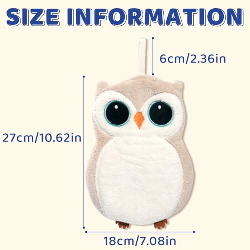 Beige Owl Wall Mounted Hand Towels 2 Pack - Soft, Quick Dry