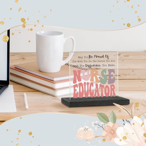 Thank You Nurse Education Gifts - Appreciation Desk Sign for Nursing Teachers - Black Wood & Acrylic, Farmhouse Style - Variation of This Listing