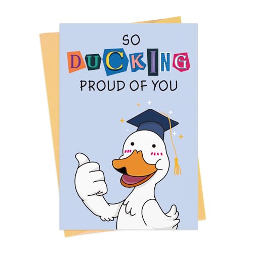 Funny Graduation Card with Duck Design - 5.5"x8" Gift