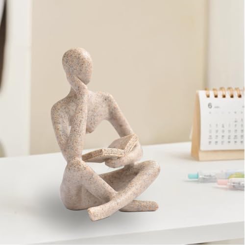 Reading Thinker Statue for Book Lovers - Literary Decor Figurine for Shelves & Desk