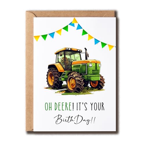 Funny Tractor Birthday Card - Premium Greeting Card for Him/Her