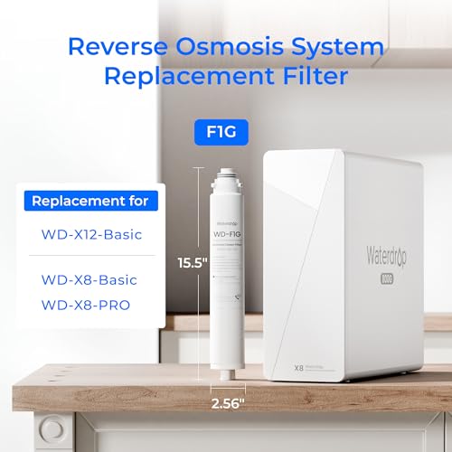 Waterdrop WD-F1G Filter, Replacement for WD-X12-Basic & WD-X8-Basic & WD-X8-PRO Reverse Osmosis System, 12-month Lifetime