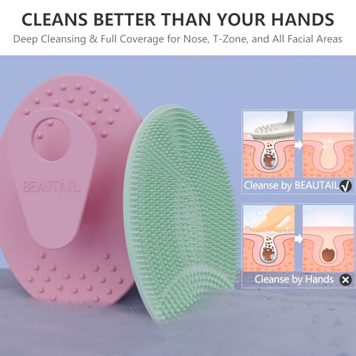 BEAUTAIL Silicone Face Scrubber 4-Pack - Gentle Exfoliating Facial Cleansing Brush for Sensitive Skin