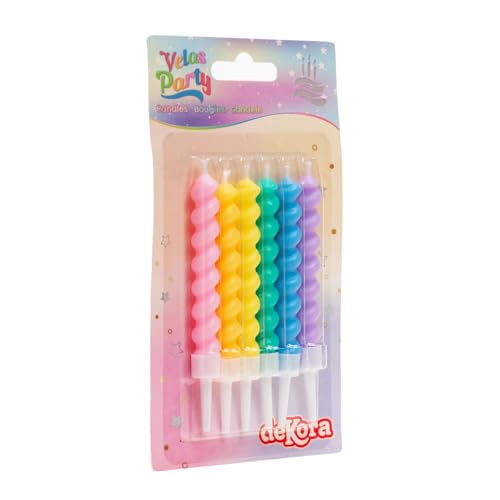 Spiral Taper Birthday Candles - Set of 6 Pastel Colors