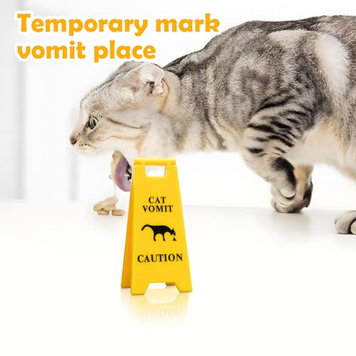Cat Vomit Caution Sign 2-Pack - Funny 3D-Printed Desk Decor