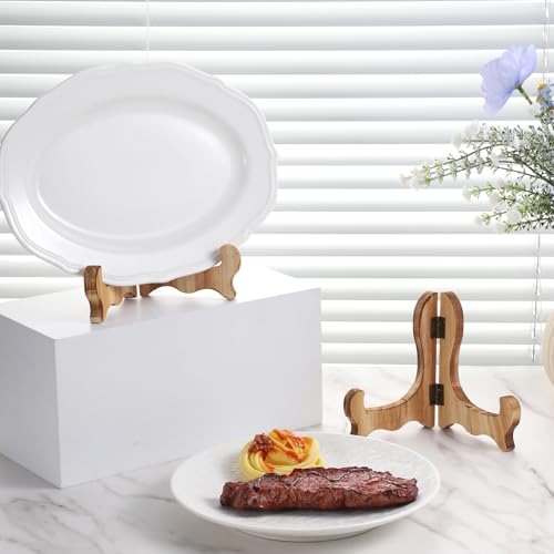 Skrfren 2-Piece Wooden Easel Plate Holder for Photos & Artwork
